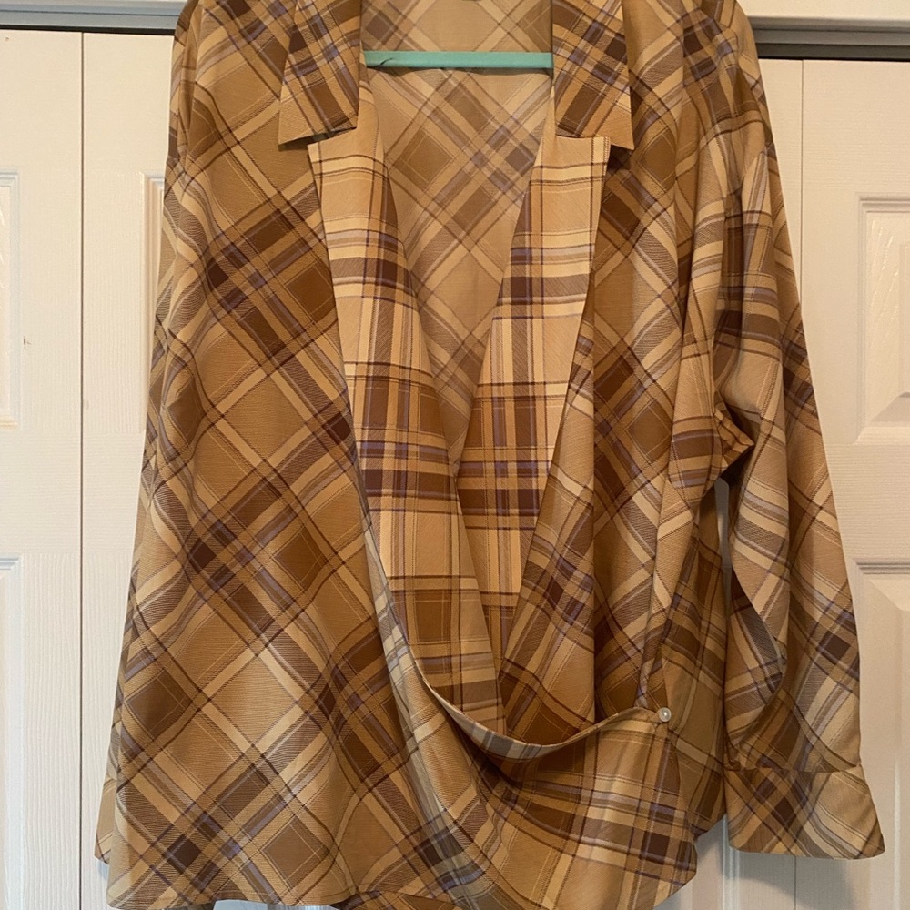 Lauren Ralph Lauren Checkered Blouse in Brown and Cream